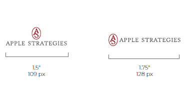 Example of minimum size requirements of a logo as part of style guide.