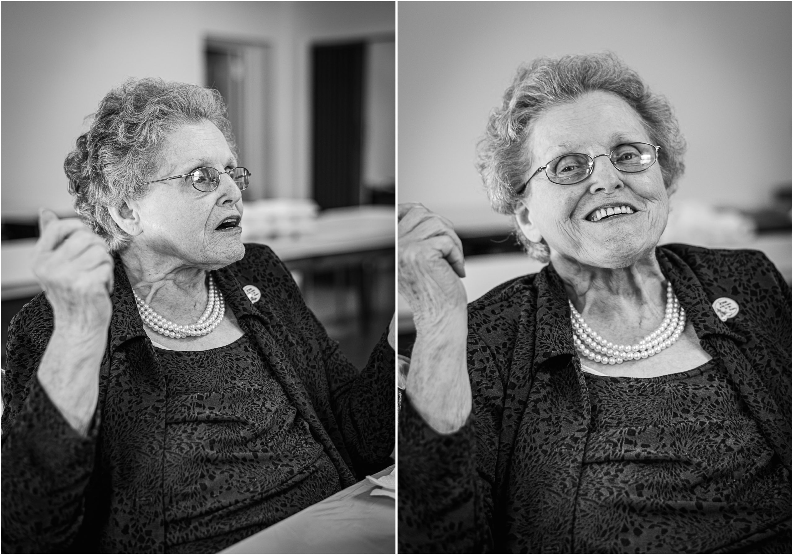 A collage of portraits of my grandmother on Christmas day.