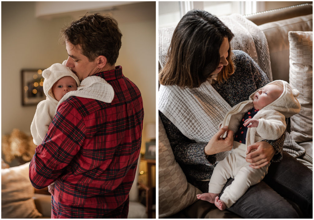 Collage from the Kolesars' newborn session at their home in Knoxville.